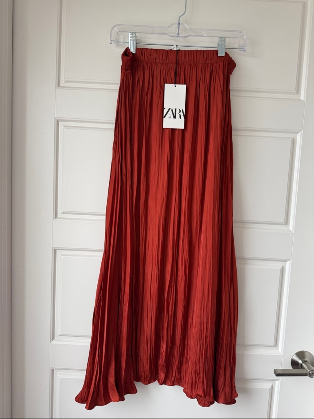 ZARA Rust Maxi Pleated Skirt